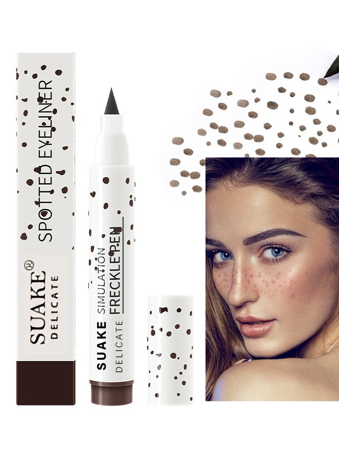 سويكي قلم كحل منقط، قلم تاتو للنمش المحاكى، قلم مكياج نمش طبيعي واقعي، لون نمش سحري، مقاوم للماء وطويل الأمد، قلم نقط ناعم، لمكياج طبيعي سهل يظهر كما لو كنتِ مكتسبة للشمس - الرقم 02 بني غامق - Image 1